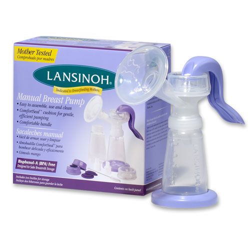 Lansinoh Manual Breast Pump, Ergonomic, Easy Express & Dual Mode, 1 Count,  Includes 2 Flange Sizes (